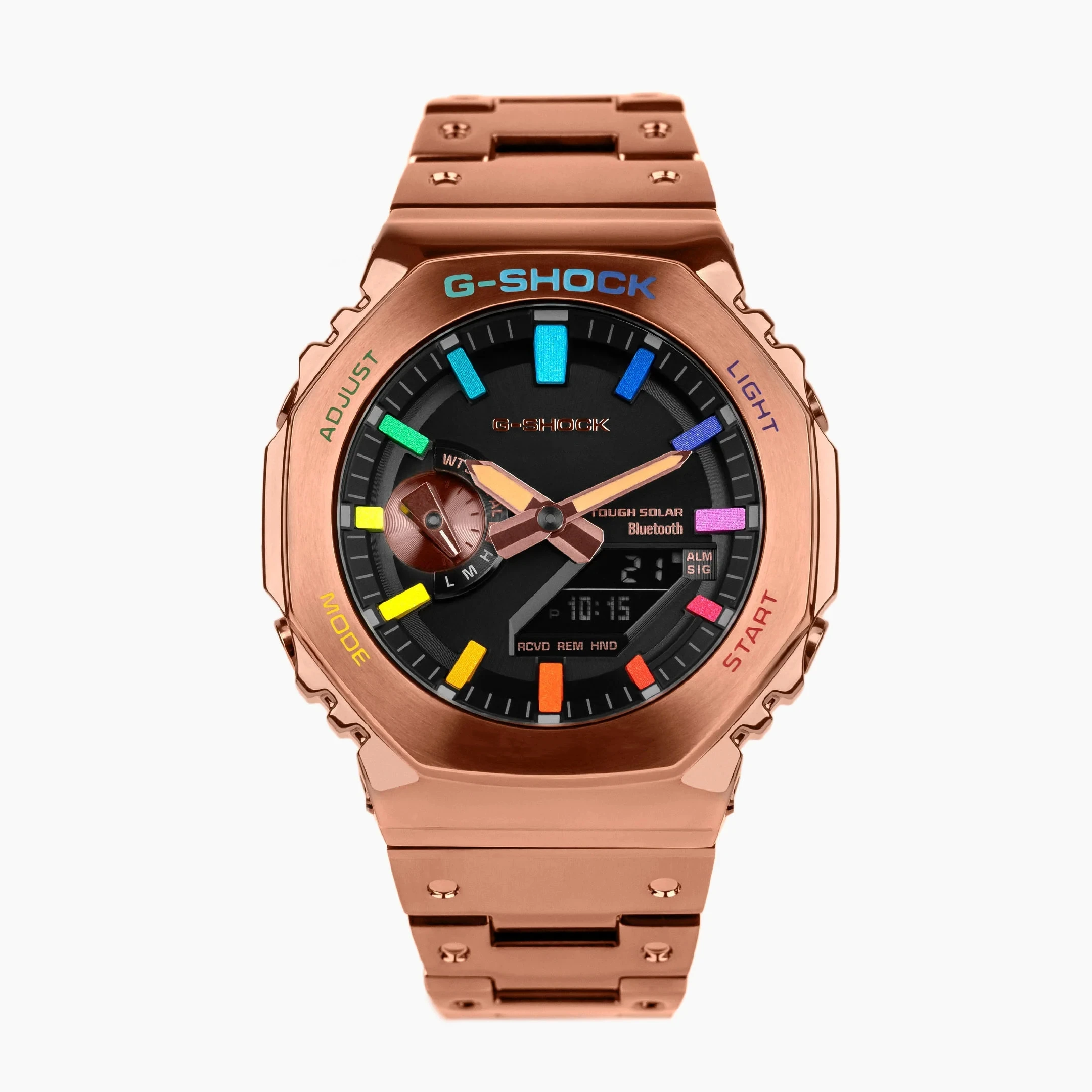 Sports Digital Electronic Men's Watch GM-B2100 LED Auto Hand Lamp World Time Full Function Rose Rainbow Oak Series