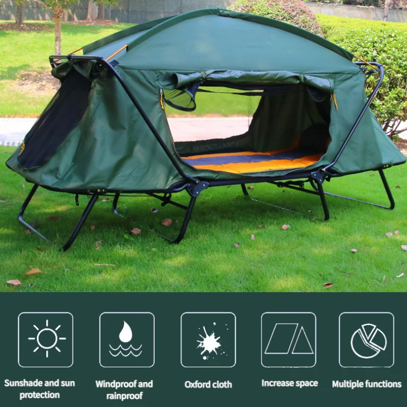 Oversize Camping Off Ground Tent  Metal Frame Foldable Camping Bed Double Layers Waterproof Warmth for Family Outdoor