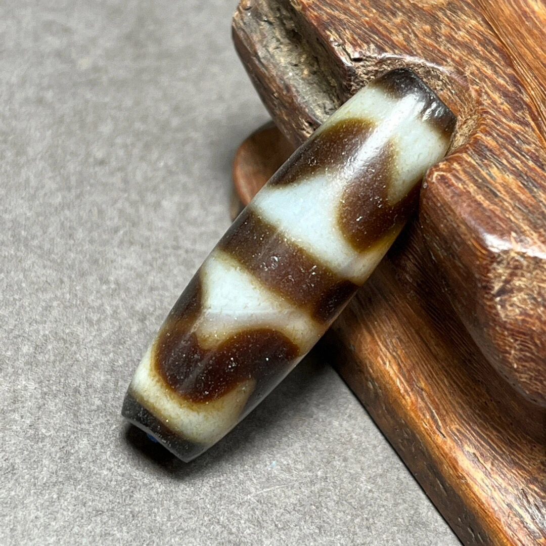 Authentic, gift, old agate [double tiger tooth old dzi bead] collection, handle, pendant, bag old