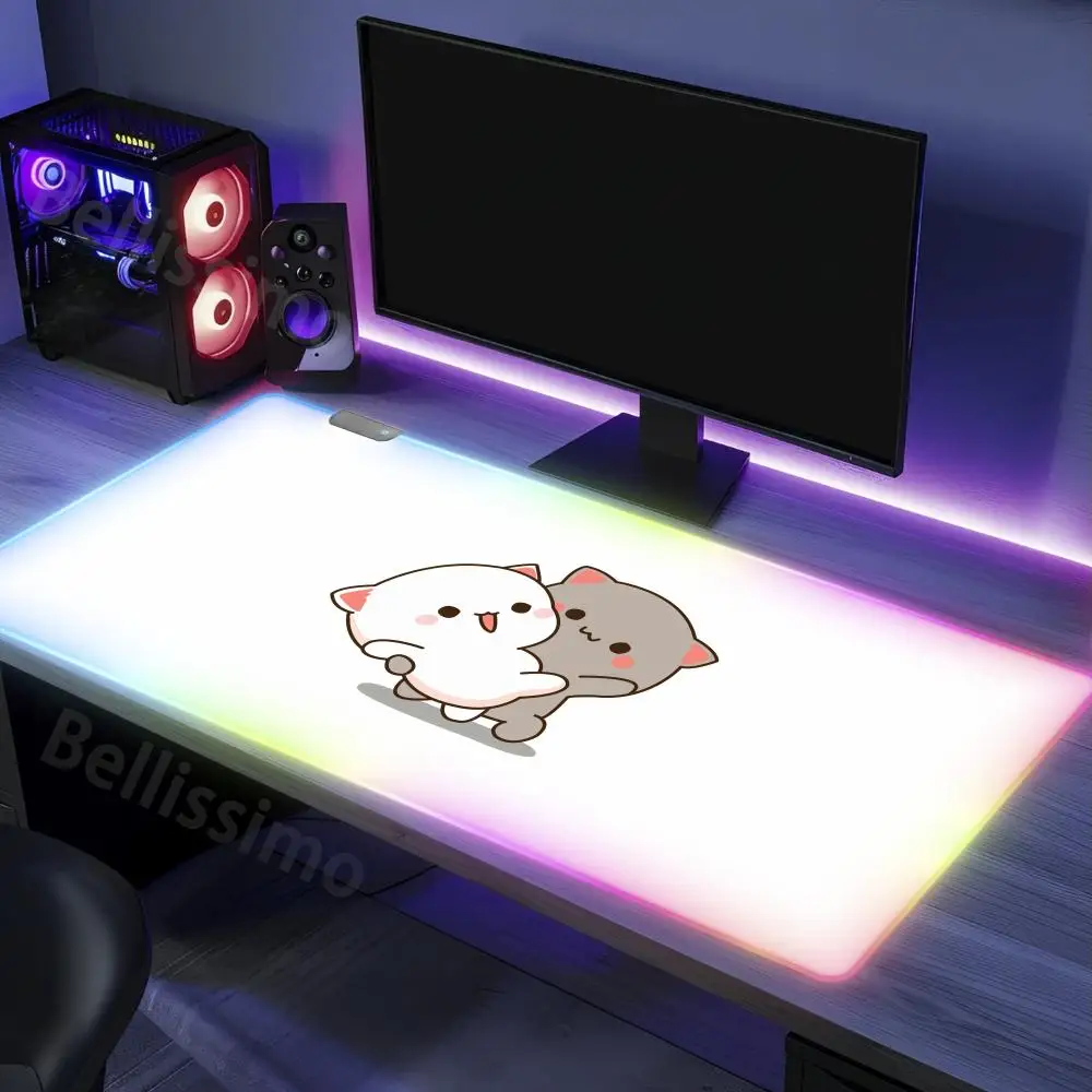 

Mouse Office gadgets Pad RGB Non-Slip Desk Rubber PC gamers Edge Floor Peach_goma_cat locking Gaming accessories Luminescence