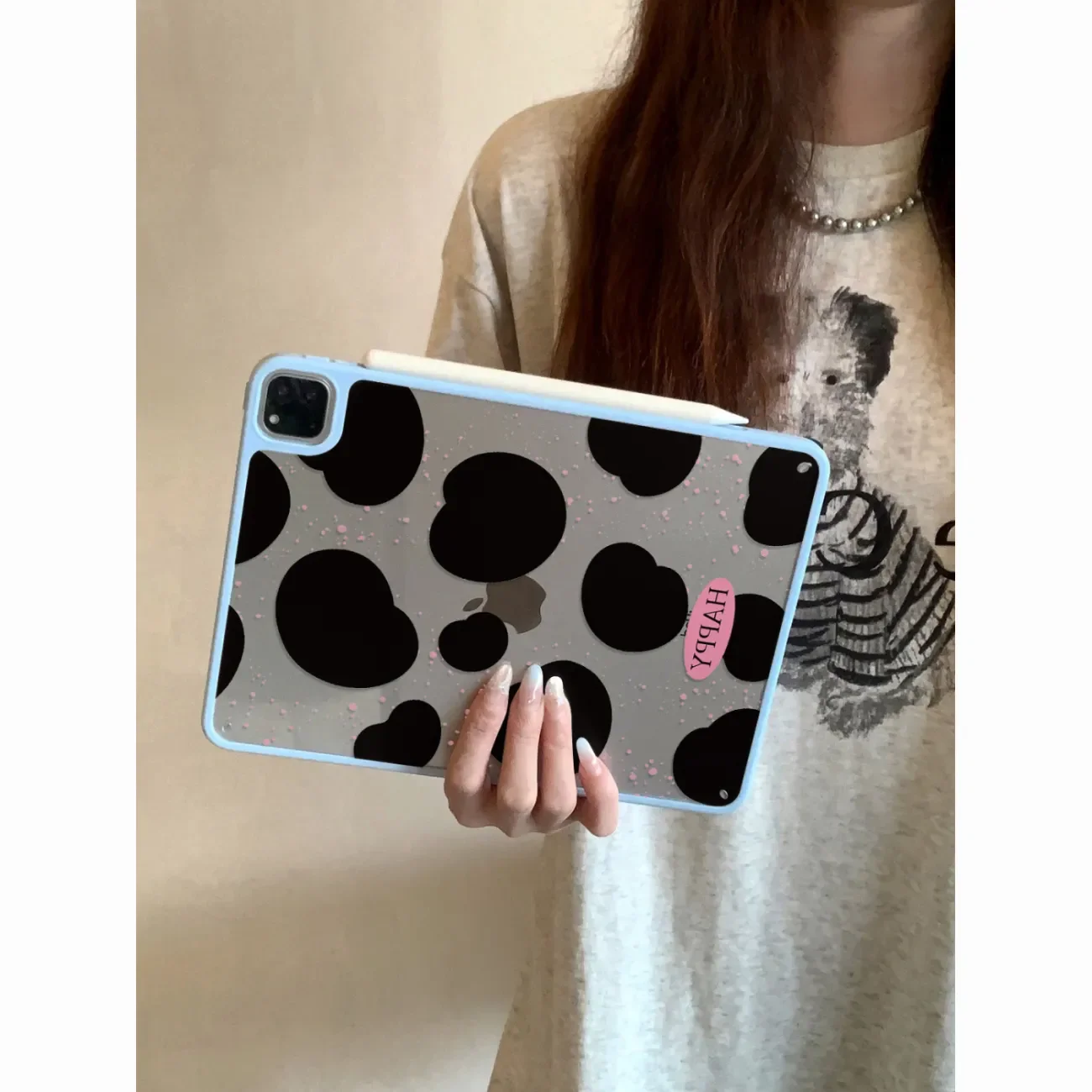 

Korea Splashing Black Spots Y2K Cover For iPad Pro 13 11th M5 M4 12.9 A16 10 8 7 9th 10th For Ipad Air 11 M2 M3 Mini Tablet Case