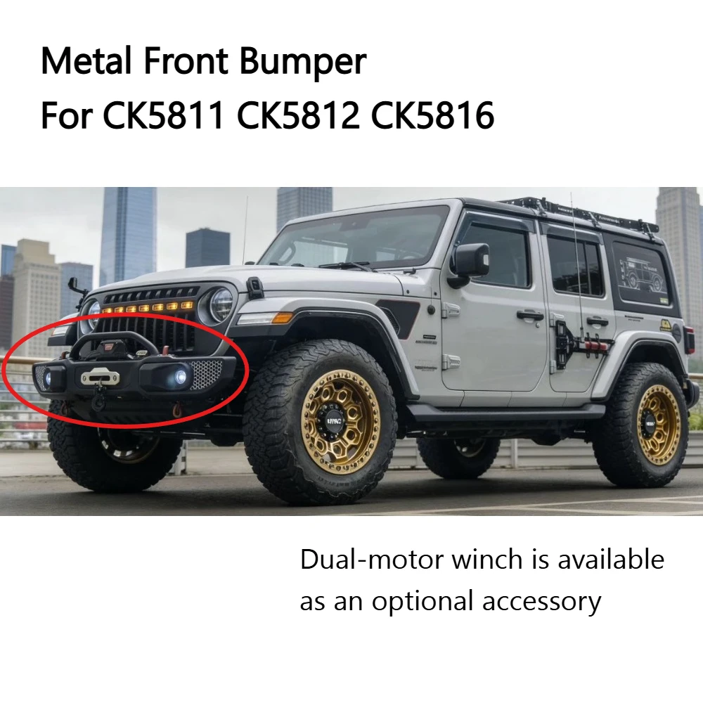 RC Crawler Upgrade Parts Custom‑Size Metal Front Bumper For CK5811 CK5812 CK5816 1/7 Scale RC Off‑road Mod Spare Accessories