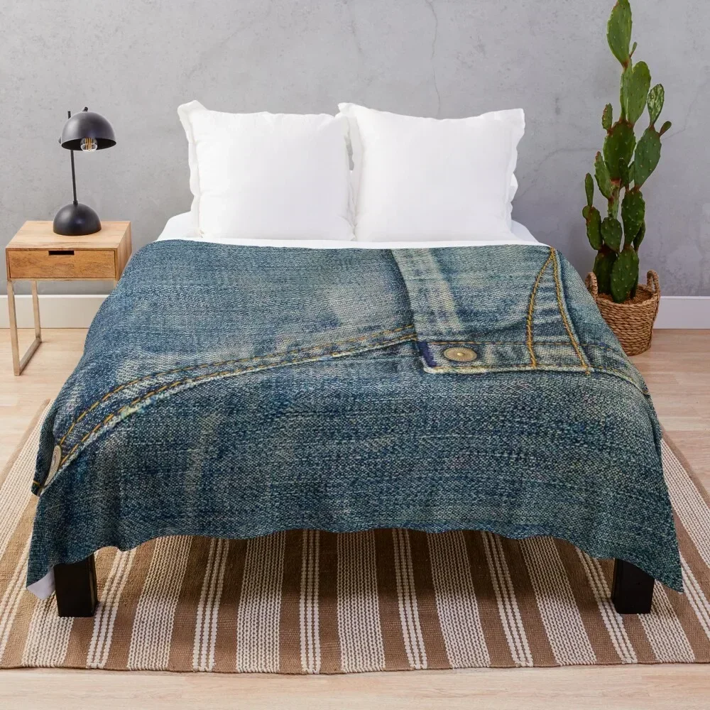 

Two line pocket I love bluejeans denim Throw Blanket Soft Custom Luxury Designer Soft Beds Blankets