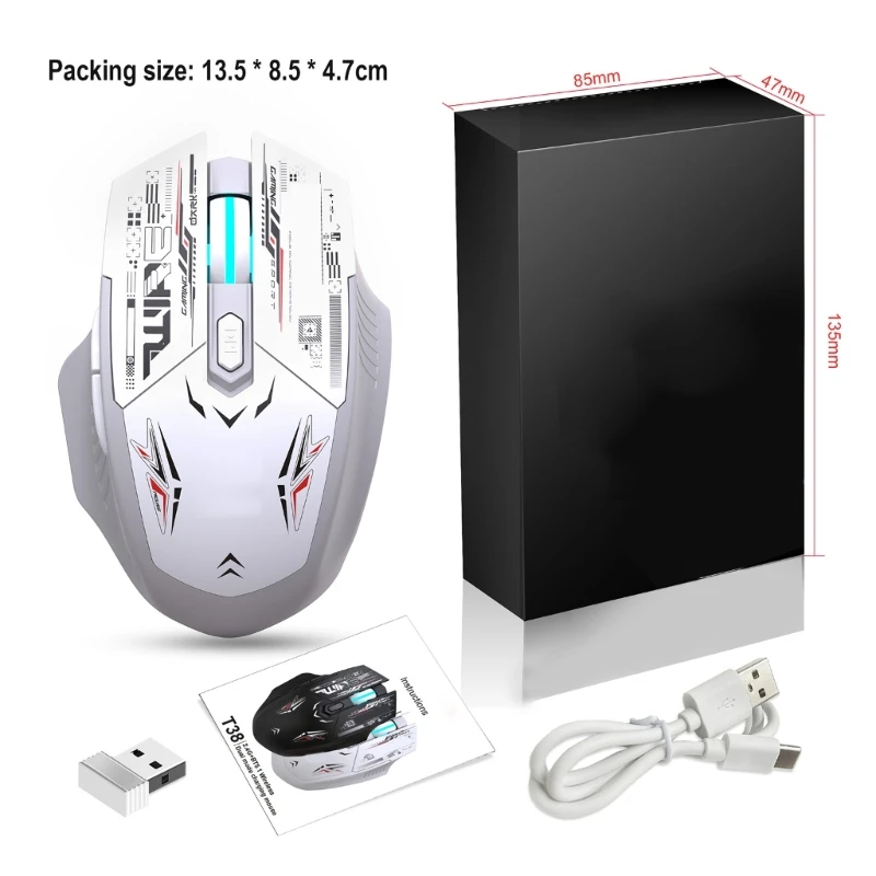 Rechargeable 2.4GHz Wireless Mouse with LED Backlights for Multiple Devices