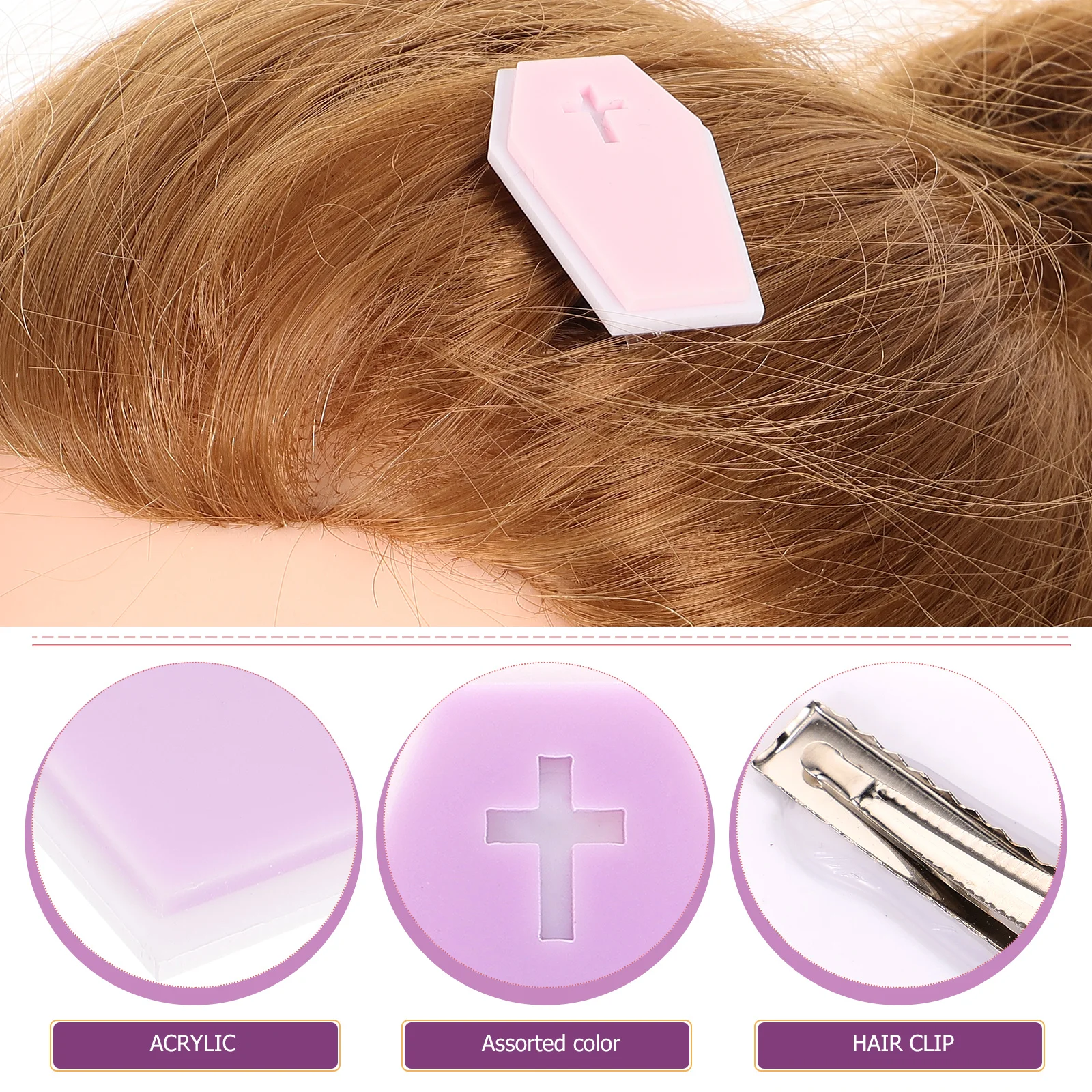

4 Pcs Coffin Hair Clip Pink Clips Spooky Small Accessories Halloween Accessory Acrylic Miss