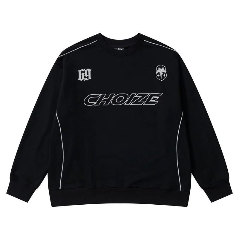 

Japanese Streetwear Vintage Y2k Men Hoodies Motorcycle Style Racing Suit Loose Round Neck Pullover Sweatshirt Couple Tracksuit
