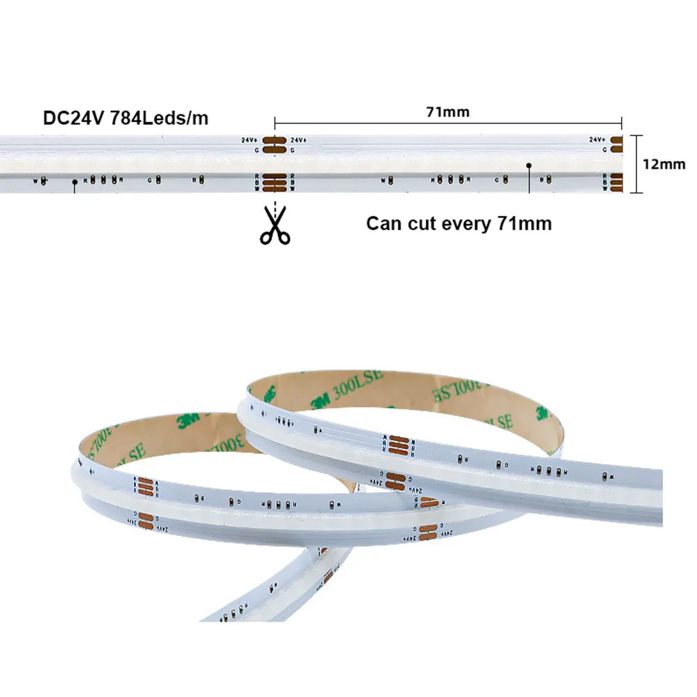 Cob Led Strip Rgbw Rgbww Rgb Led Tape 24V 784 Leds/M Kleurrijke Led Verlichting Voor Kamer Indoor decor Verlichting Rood Groen Blauw Wit 5M