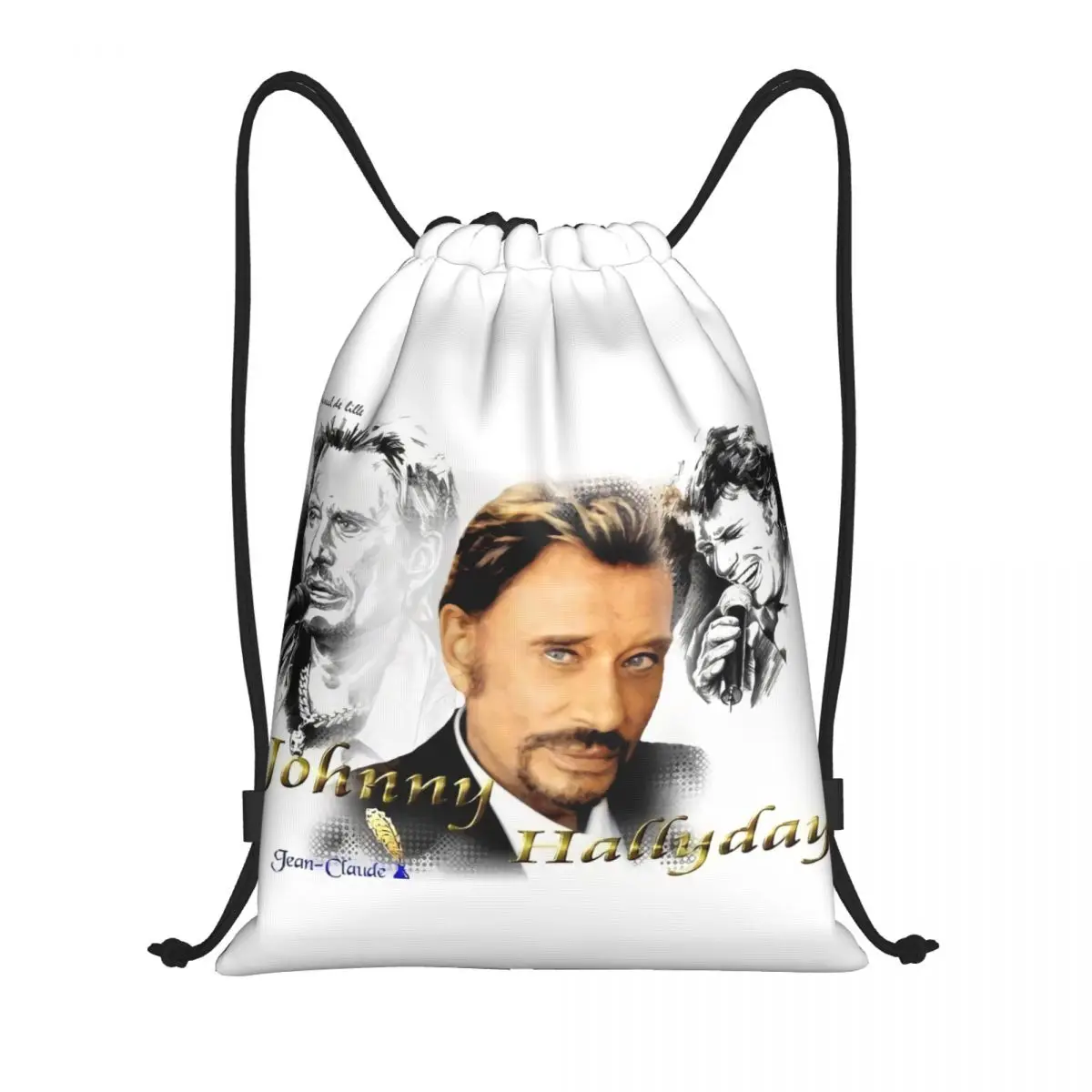 Rock Johnny Hallyday-mochila con cordón para hombre y mujer, bolsa deportiva para gimnasio, Singer francés, Shopping Sackpack