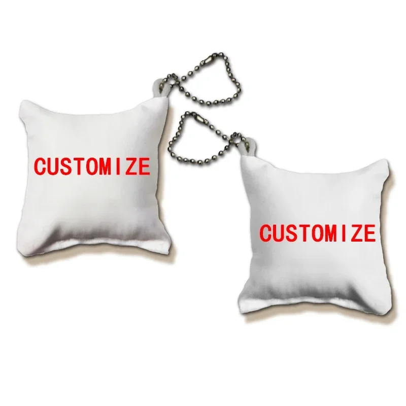 5 piece 6cm Customize Mini Pillow With Keychain Custom Logo Print Square Pillow Pendant Decorate for Bag Cute Gift Dropshipping