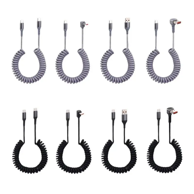 Coiled USB C Cable For Android Auto & CarPlay 90 Degree USB A To USB C Cord Compatible With 16,Galaxy S25