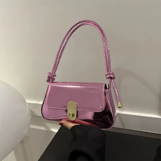 2023 NEW Golden Korean Bright shine Girl Woman Messenger Shoulder OL PU PVC Leather Women Lady Bags Mini Handbag Purses Tote Bag