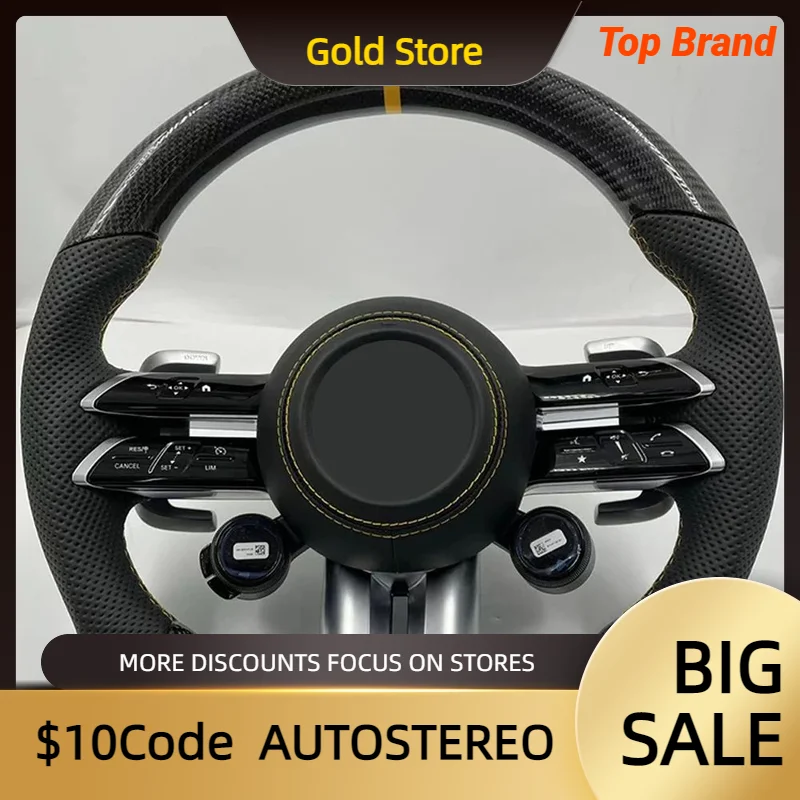 Car Steering Wheel For Mercedes Benz AMG Cover Mark Genuine Leather Control Button Version Interior Accessorie Shift Paddle