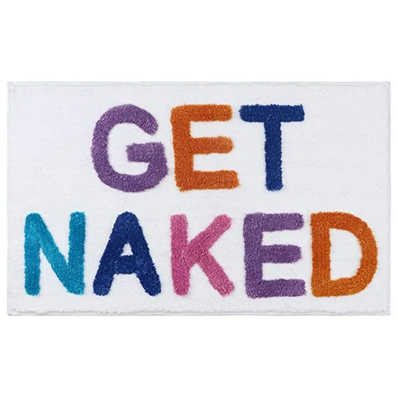 Inyahome Non Slip Microfiber Cute Get Naked Bathmats Quick Dry Machine Washable Bathroom Floor Mat for Bathroom Floor Rug Mat