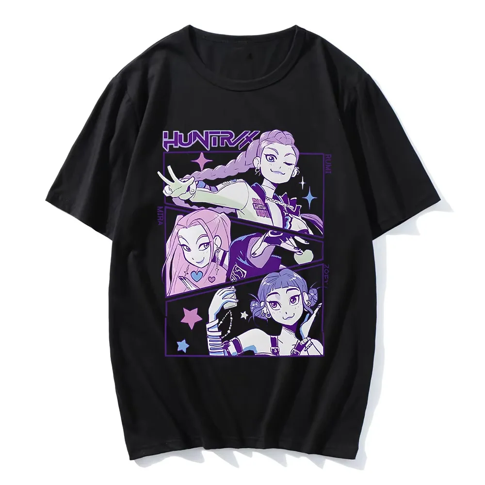 

New Trendy KPop Demon Hunters T Shirt Summer Short Sleeve Pure Cotton T Shirts Fashion Movie Tops Casual Unisex Streetwear Tees