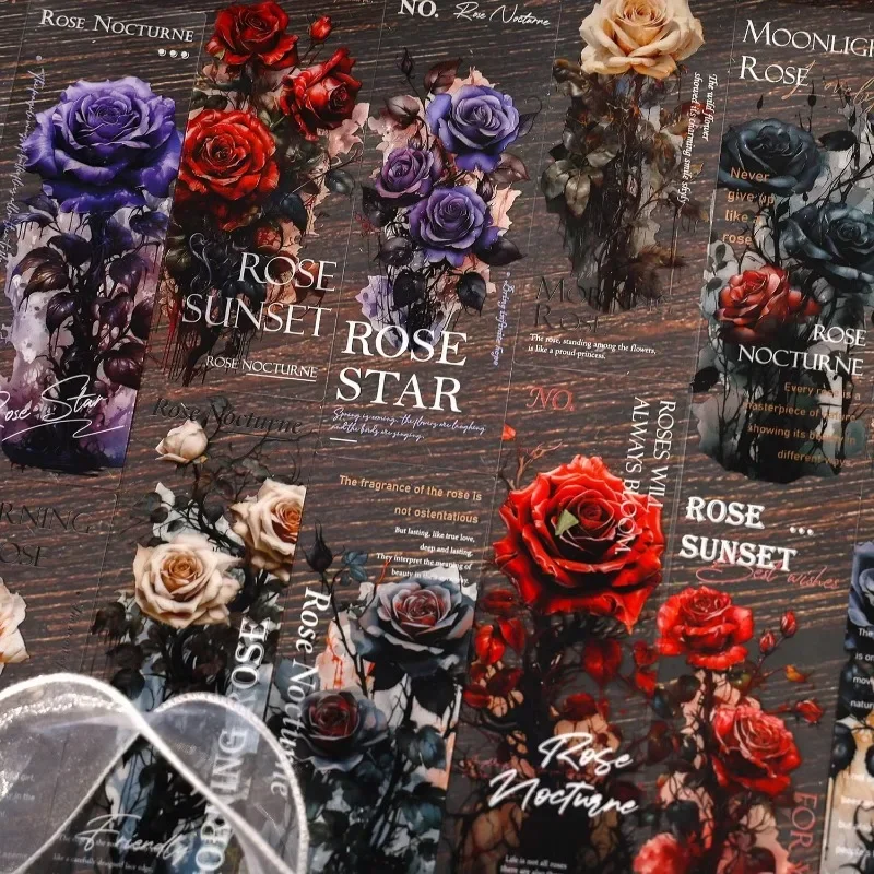 5Pcs Material Paper Nocturne vintage handbook Rose Of Stars Handbook collage decoration package Scrapbooking cut 161*63mm