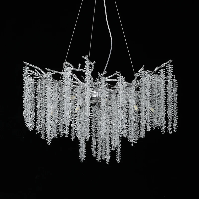 XUANZHAO Hot Selling Modern Aluminum Branch Chandelier Crystal Tassel Pendant Lamp Home Decoration Lamps