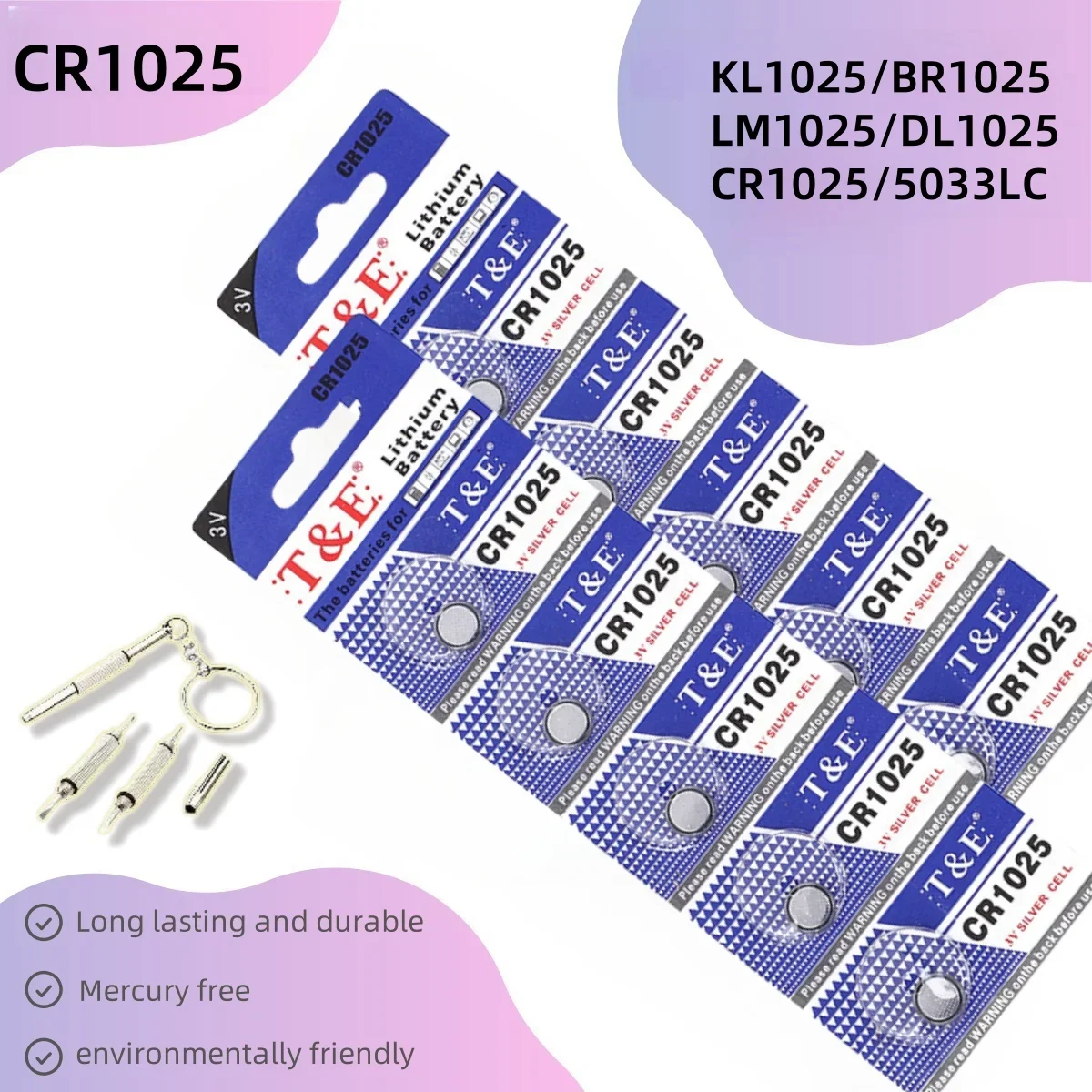 

Button Cell CR1025 Battery KL1025 BR1025 LM1025 DL1025 CR 1025 5033LC 3V Lithium Battery For Watch Car Key Remote