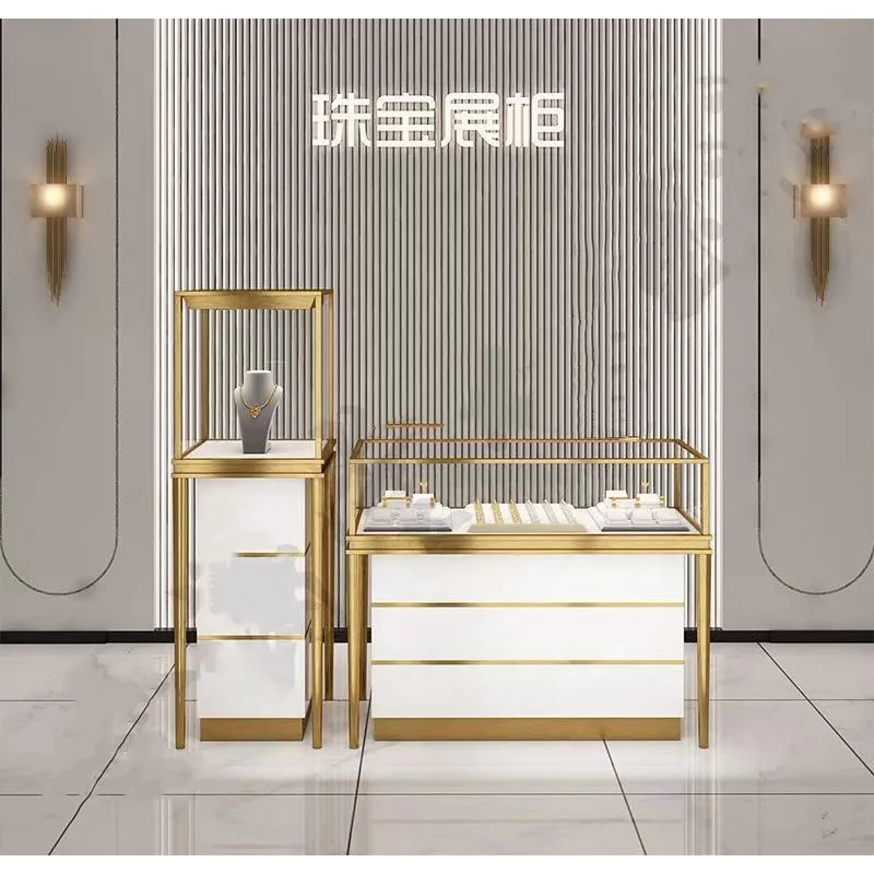 

Custom retail jewelry shop display showcase locable jewelry display cabinet Store Fixture