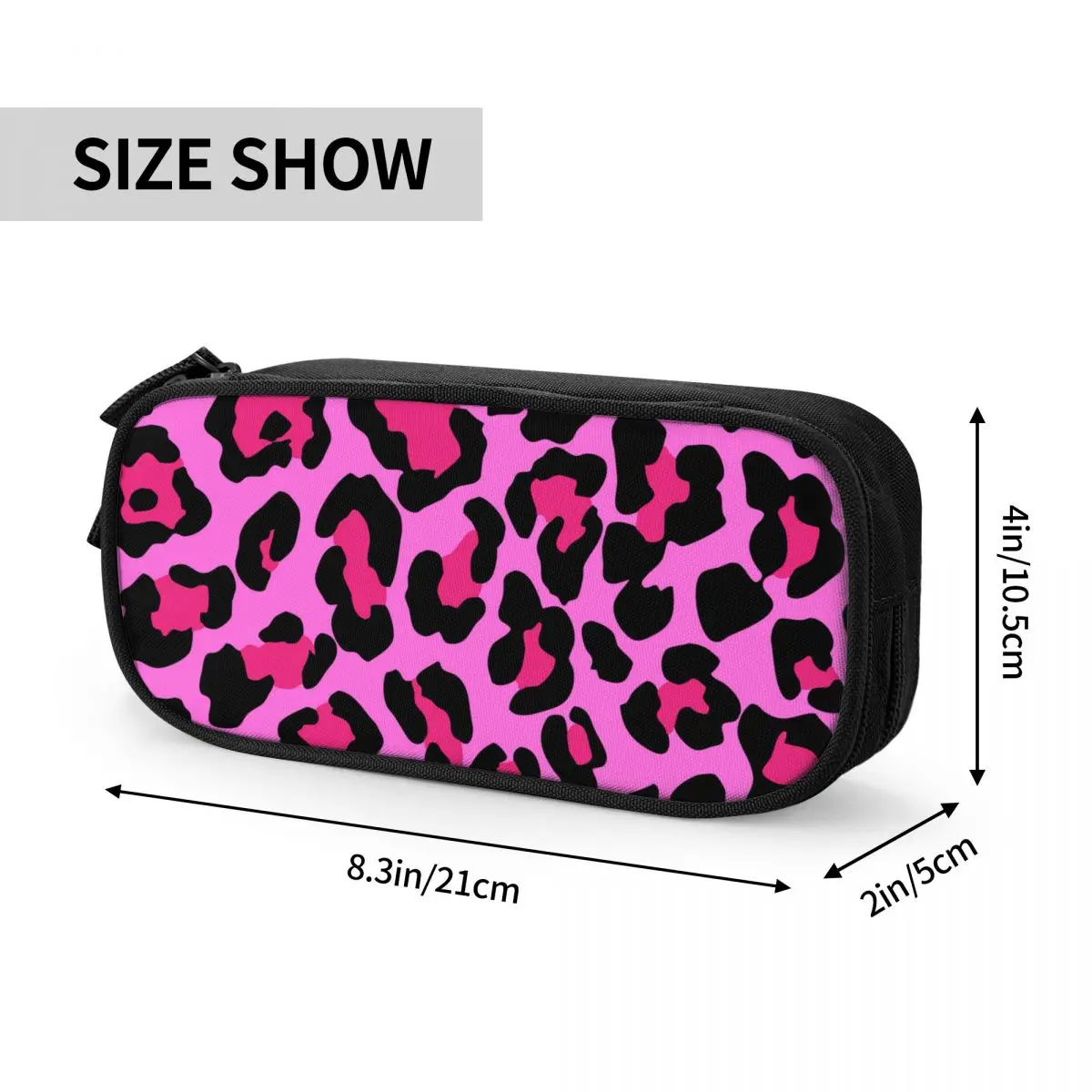 Imagem -06 - Leopardo Lápis Cases Chita Animal Pentilcases Caneta Caixa Crianças Grande Bolsa de Armazenamento Escritório Zíper Papelaria Novo Rosa