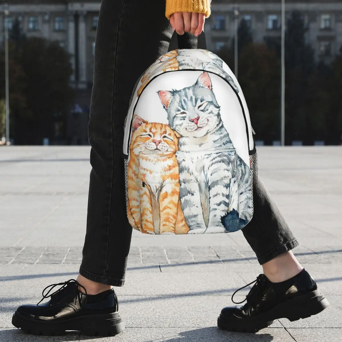 Ginger Tabby And Grey British Kitten Cat Hug Backpack Student BookBag Children School Bag Laptop Shoulder Bags for Boys Girls