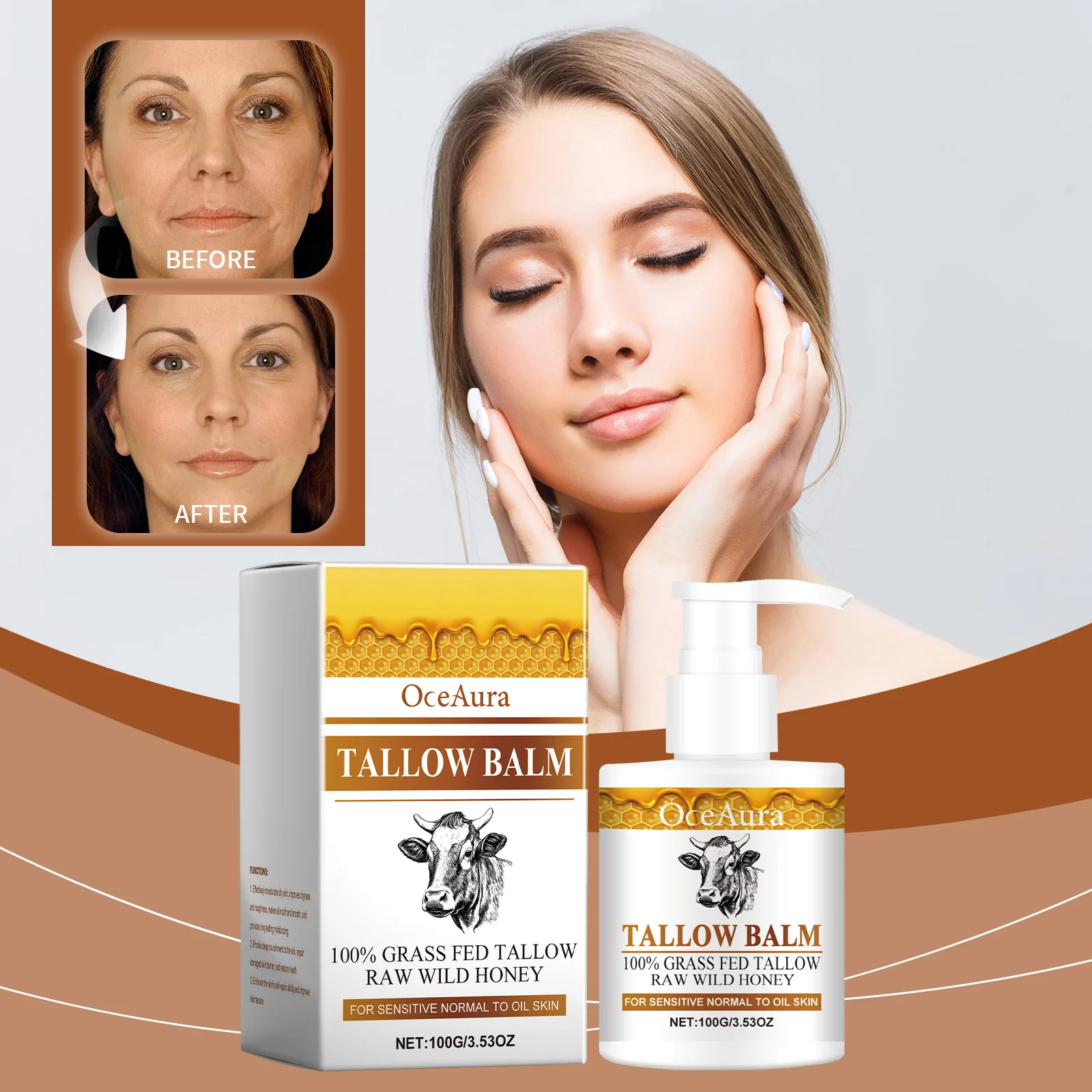 

OceAura Honey Butter Moisturizer Skin Dry Skin Hydrating Refreshing and Sticky Body Moisturizer