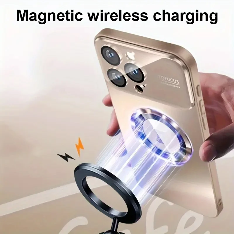 Neue Titan-Metallic-Farbe Magnetische Handyhülle für iPhone 18 17 16 15 14 11 13 12 Pro Max Matte Kabellose Lade-Schutzhülle – Detail 3