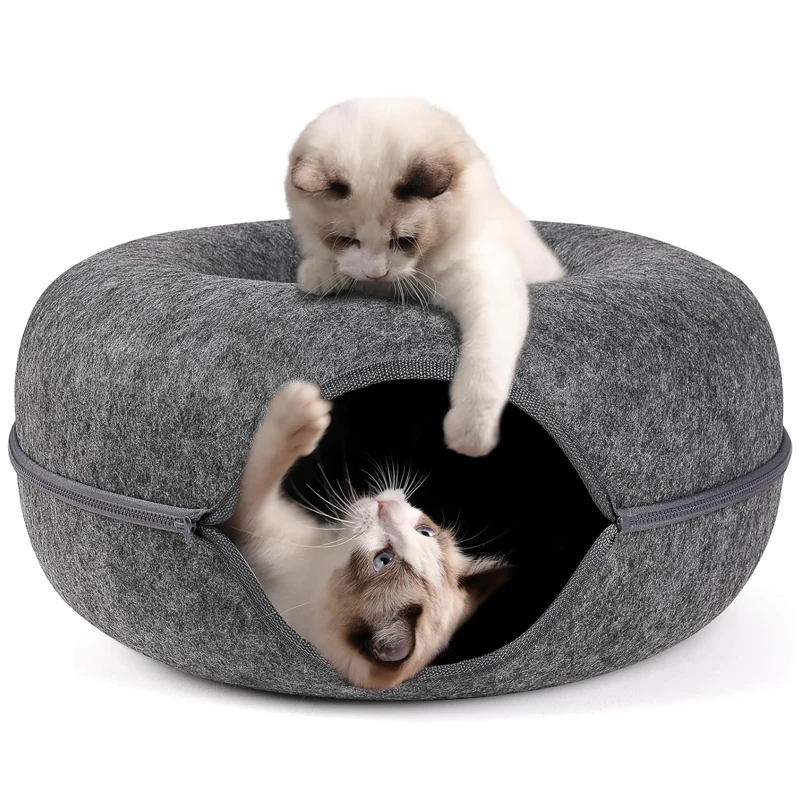 Donut Pet Cat Tunnel Interactive Bed Toy House Cat Bed Dual-use Indoor Toy Kitten Sports Equipment Cat Training Toy Cat House