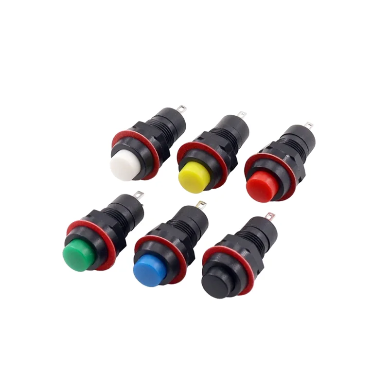 6pcs DS-211 DS-213 Push Button Switch 10mm Momentary / Self Locking Round Button Switch DS211 DS213 miniature