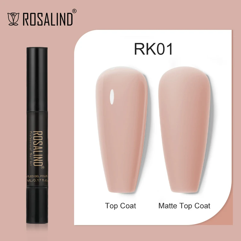 

ROSALIND Nail Gel Nail Polish Pen 5ML Nails Art Semi Permanent Gel Base Top Coat UV Gel Varnish Hybrid Pure Color Nail Polish