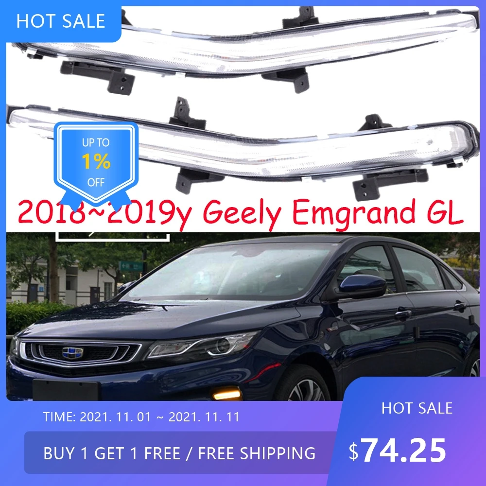 

1pcs auto bumper headlight for Geey Emgrand GL daytime light 2018~2019 auto accessories LED headlamp Geey Emgrand GL fog light