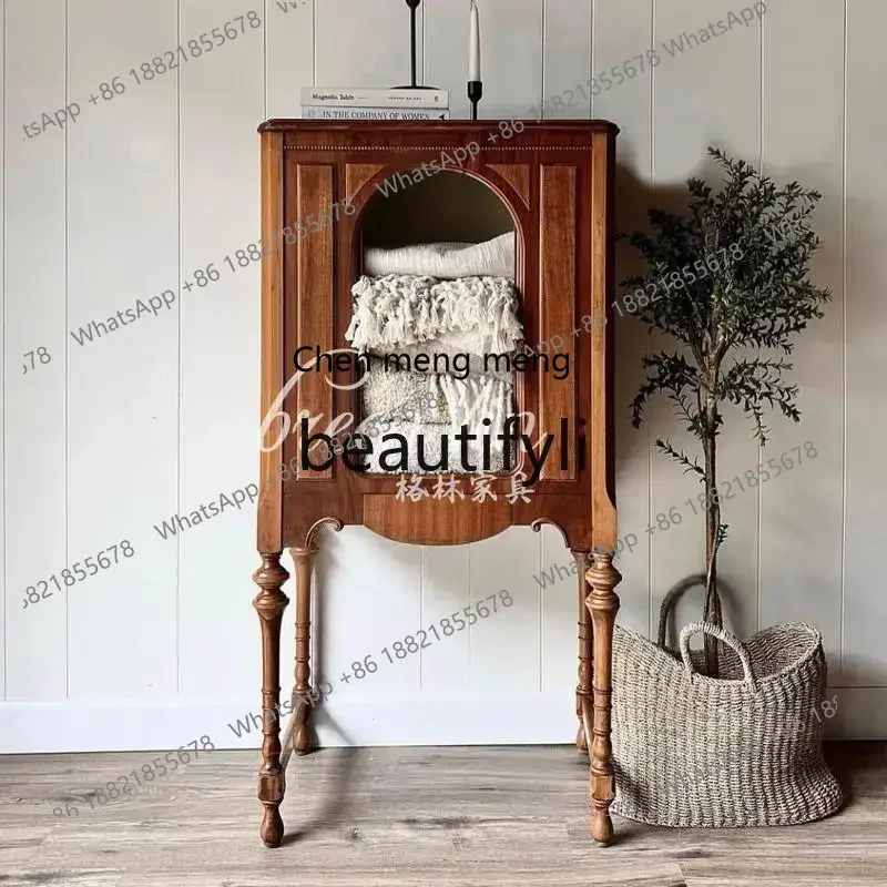 

American medieval solid wood wardrobe French retro locker creative decorative chest6220