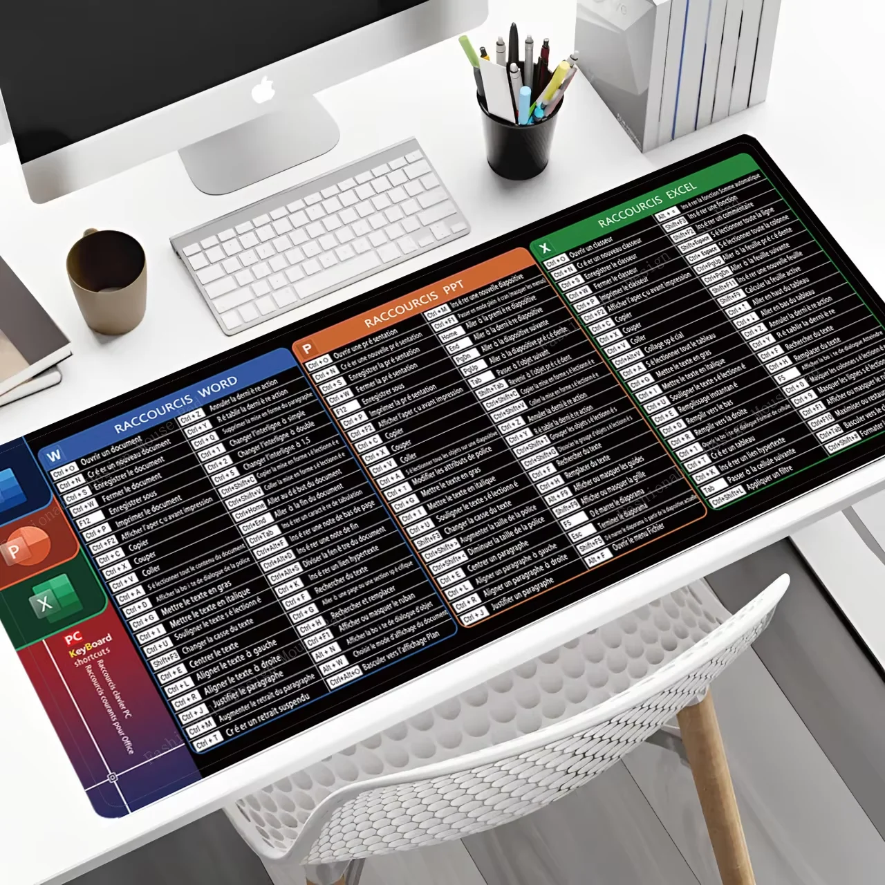 French Français For EXCEL Word PPT Cheat Sheet Shortcut Keys Mouse Pad Keyboard Software Gaming Desk Mat Rubber Protector Office