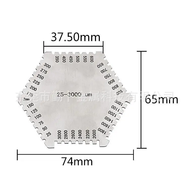 Stainless steel hexagonal wet film comb square paint coating wet film thickness gauge comb gauge aluminum alloy