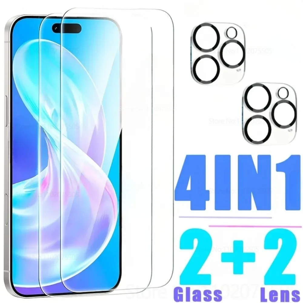 

[4-IN-1]2pcs Ultra Clear Tempered Glass for IPhone 11 Pro 13 Promax 12Mini+2pcs Camera Lens Film for IPhone 15 Promax 16E 14Plus