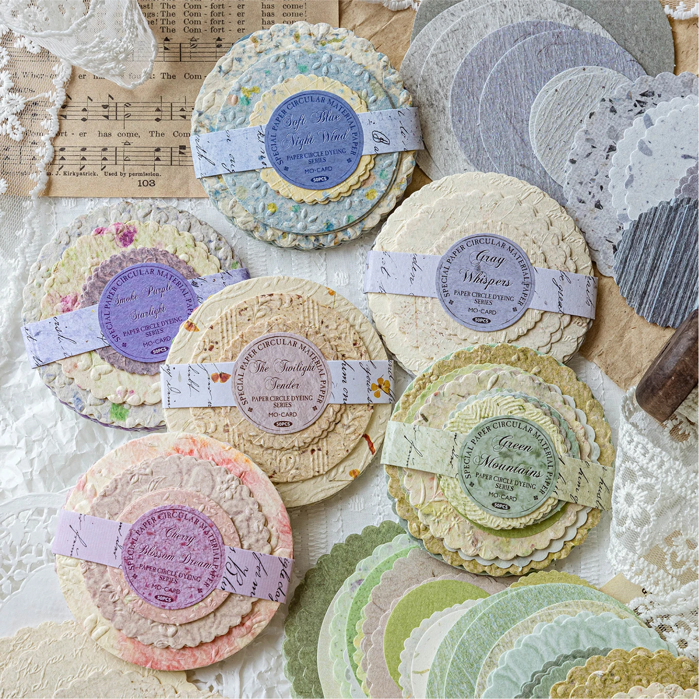 Three-Dimensional Embossed Colorful Sticky Notes, High-Quality Non-Adhesive Vintage Specialty Paper, Round Journal Material Paper, Background Paper
