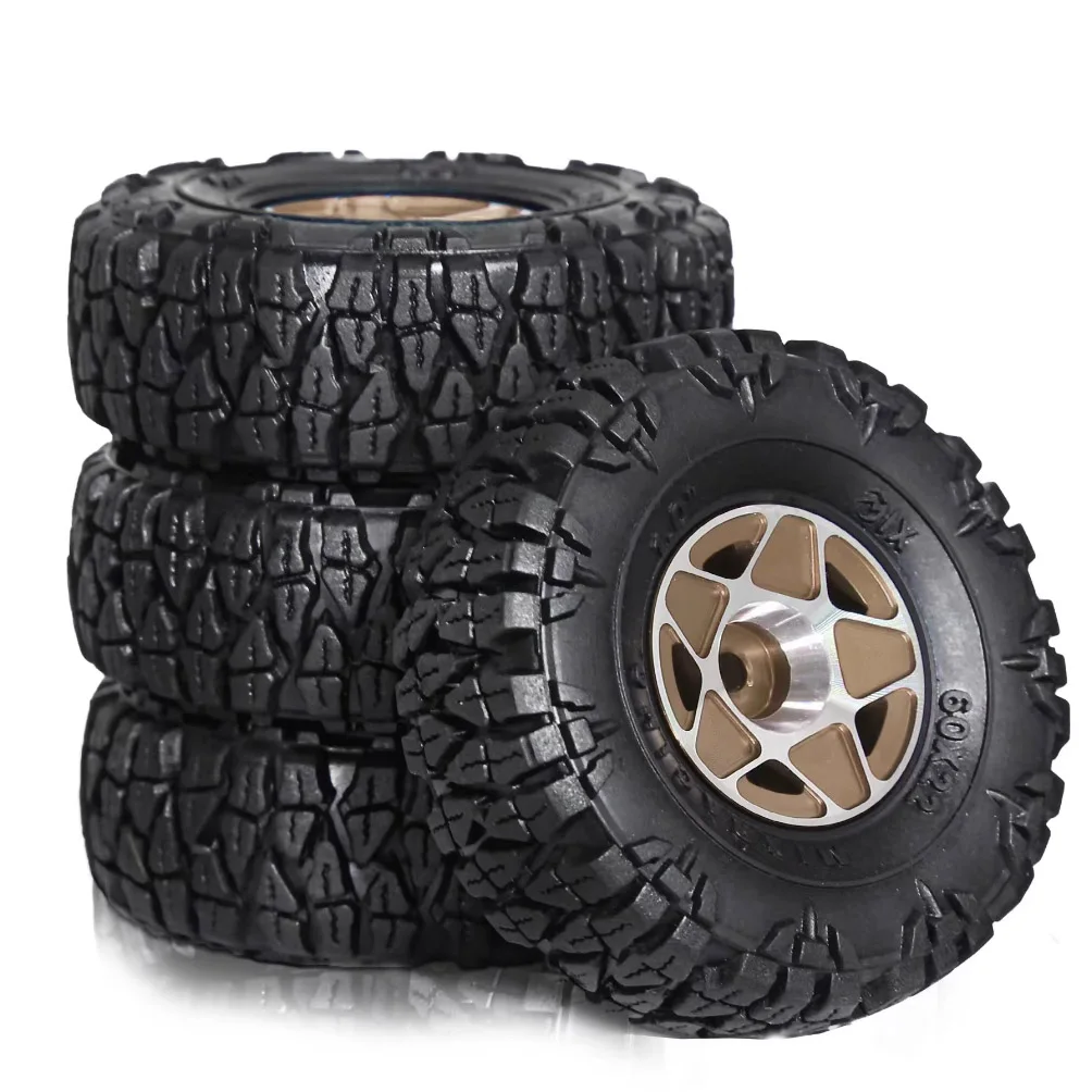 Scx24/Trx4M Universal 1.0 polegadas Jantes e pneus de liga de alumínio Conjunto de 4 peças |     1/18 1/24 pneus antiderrapantes especiais para carro de escalada |     Adequado para atualização axial/trx4m/fcx24