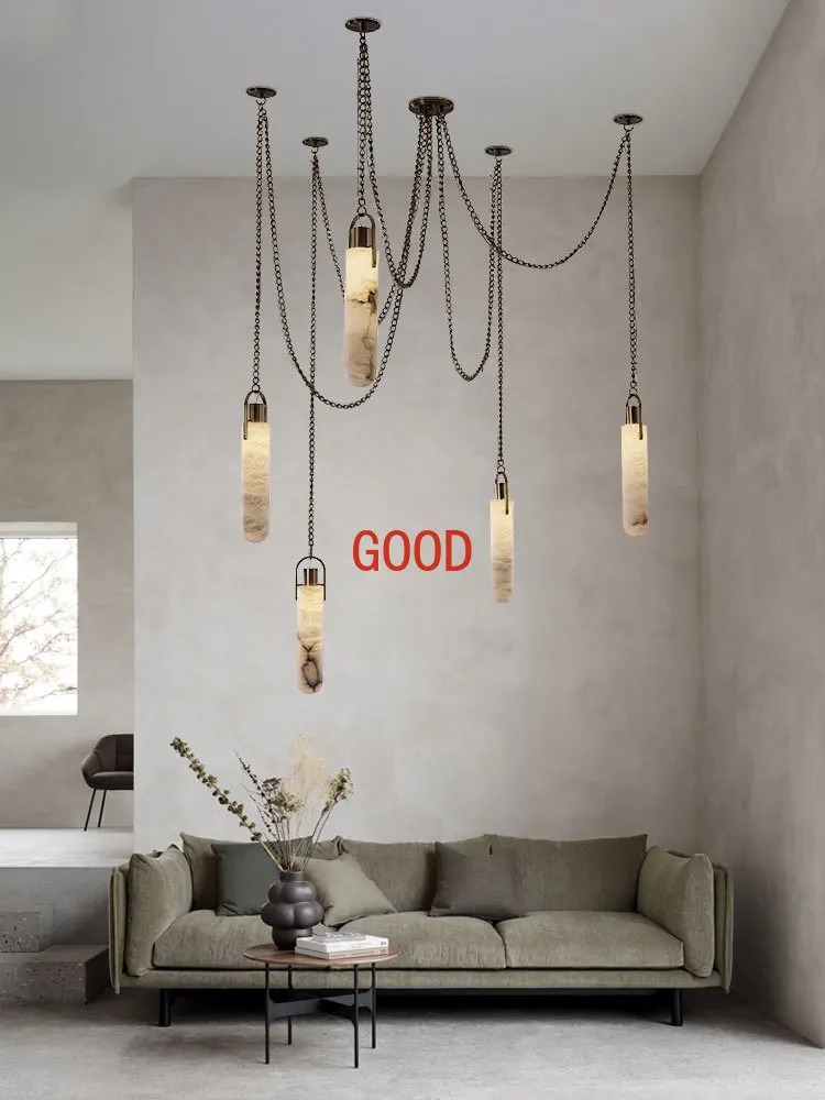 تصميم الرخام الذهب الكروم عكس الضوء LED مصابيح معلقة 2024 الثريا تعليق الإنارة امبين لغرفة الطعام