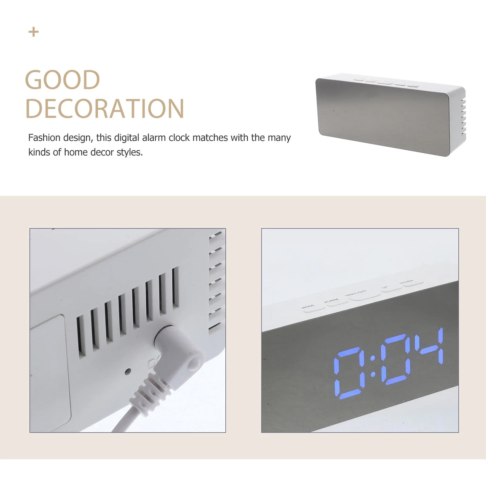 

Digital Alarm Clock Electronic Mirror Large Multifunction Student Clocks Bedside