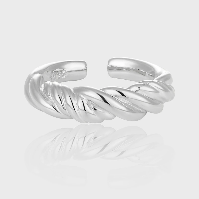 

Classical Twisted Rope Design Ring Luxury S925 Sterling Silver Rings Fashion Jewelry for Women Lover Gift Trendy Accessories944#