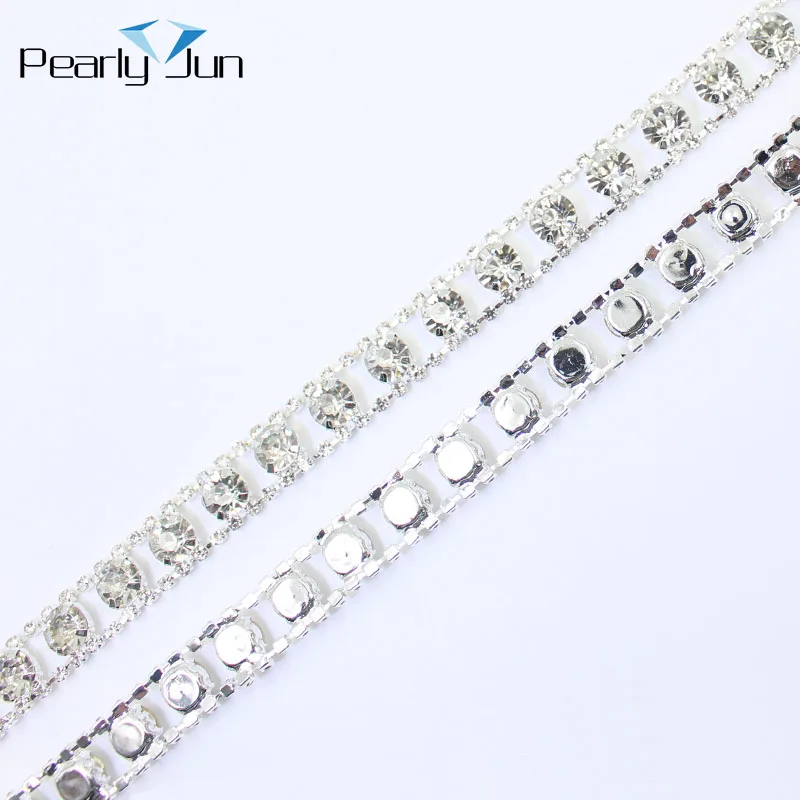 1/5 Yard 1.2CM Simple Black Blue Crystal Diamond Chain Clothing Shoes Bags Hats And Shoes DIY Decoration Rhinestone Trim ML099