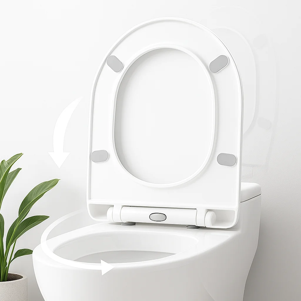 

Easy Mount Toilet Seat, Sturdy Plastic Toilet Lid Replacement, Universal Fit for Home Bathroom Toilets