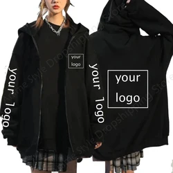 Customized Your Logo Diy Men Women Zipper Swertshirts Jacket Coat Hooded Long-Sleeved Hoodie Printed Pattern Solid Color XS-4XL