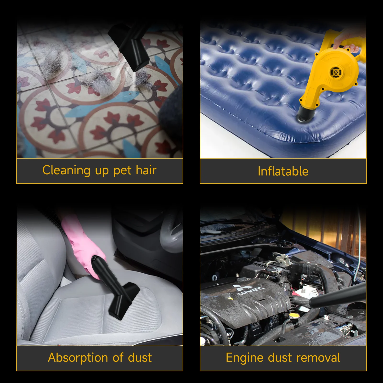 Elektrische luchtblazer Draadloze bladblazer 2-in-1 handgreepblazer en stofzuiger Elektrisch gereedschap voor Dewalt 20V batterij (geen batterij)