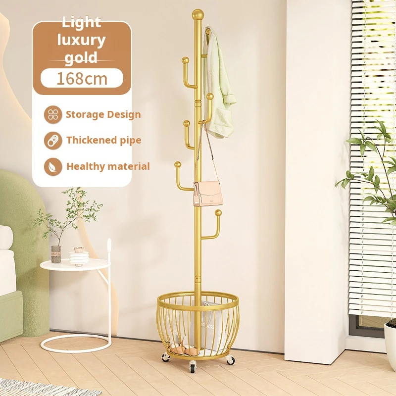 

Entrance Floor coat rack bedroom corner clothes hangers rollers Mobile dressing room storage metal coat stand home furniture