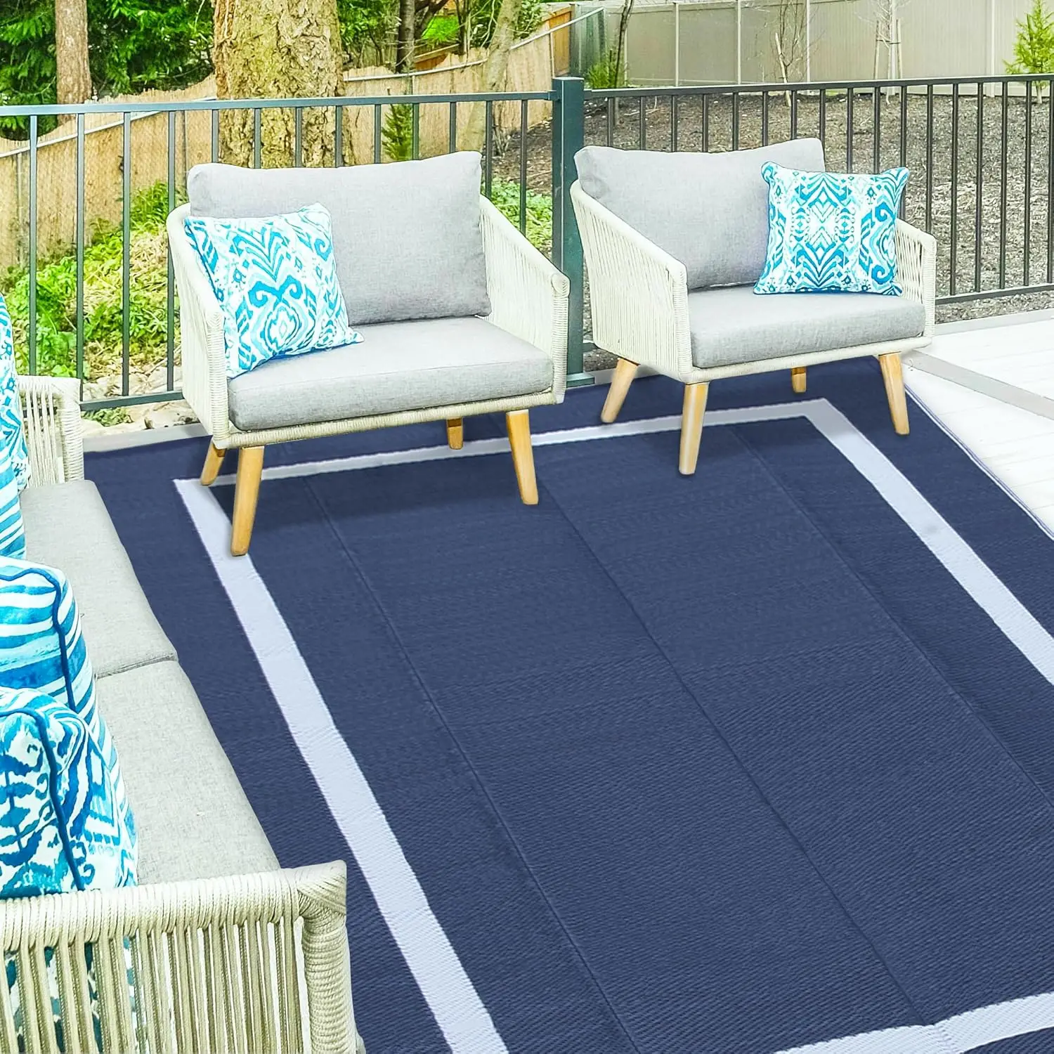

5x8 FT Reversible Mats, Outdoor Rug for Patio Clearance, Waterproof Carpet, Plastic Straw Rug for Indoor Outdoor, Floor Mat&R