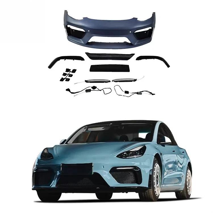 

For TESLA MODEL 3 Upgrade to GT4 Style Body Kit With Front Bumper Grill