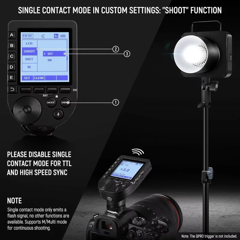 Q4 400Ws 2.4G TTL Outdoor Studio Flash Strobe ,1/8000 HSS 2800mAh Battery Powered Photography Monolight