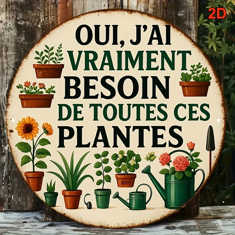 20CM 1PCS 2D Retro French Plants Flowers Greenhouse Balcony Wooden Disc Furniture Hanging Wall Decoration Farmhouse Decoration