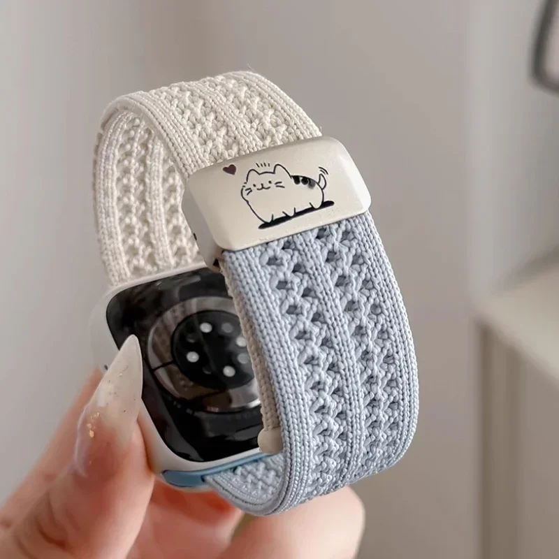 A pulseira de relógio com fecho magnético de malha The Kitten é compatível com Apple Watch 10a geração 9 8 7 6 5 4 Ultra/SE