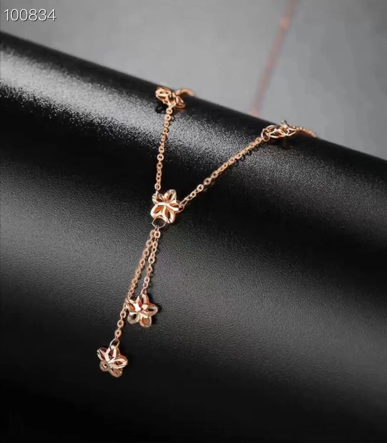 

MADALENA SARARA AU750 Чистое 18-каратное розовое золото О-образная цепочка со звездой, женское ожерелье с подвеской в виде автомобиля, стиль-C